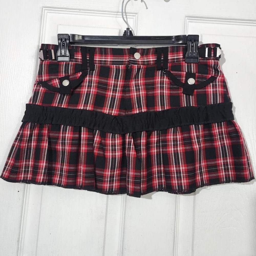 Vintage Plaid Pleated Mini Skirt